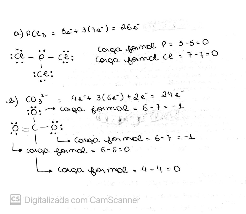 Desenhar As Estruturas De Lewis Das Seguintes Mol Culas E Determinar