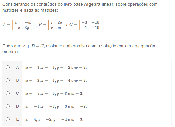 Dado Que Abc Assinale A Equação Matricial Matemática 1079