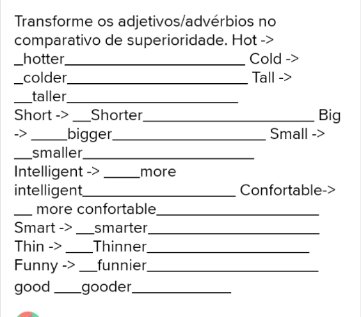 Grau Comparativo dos Adjetivos em Inglês