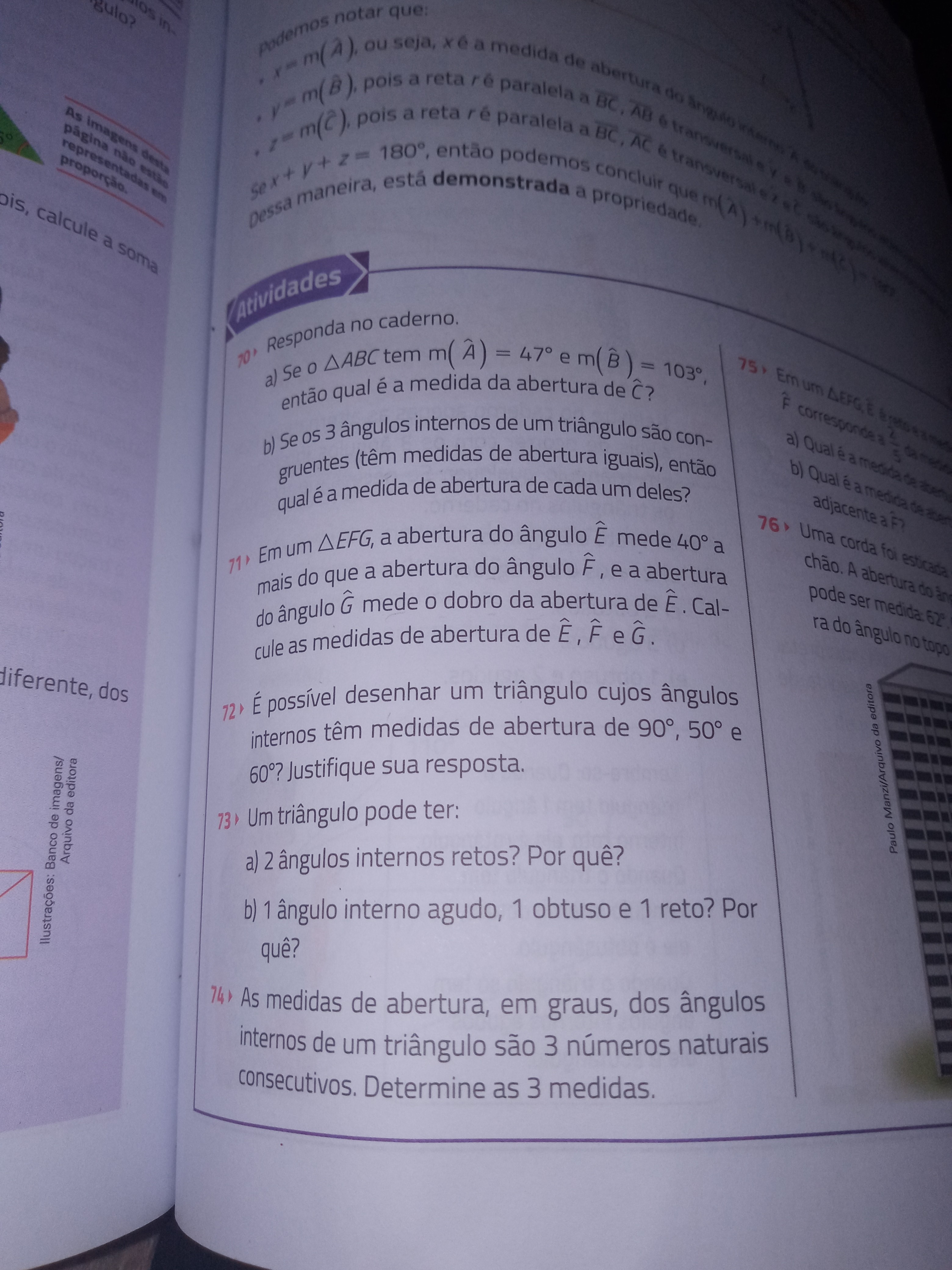 70}.. A) Se O ABC Tem M(Â)=47° E M( B)=103°, Então Qual E A Medida Da ...