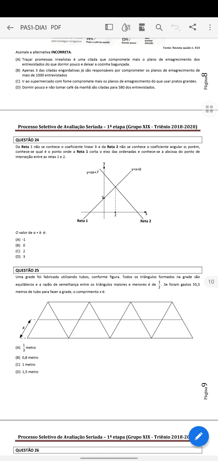 Reta 1 Não Se Conhece O Coeficiente Linear B E Da Reta 2 Não Se Conhece ...