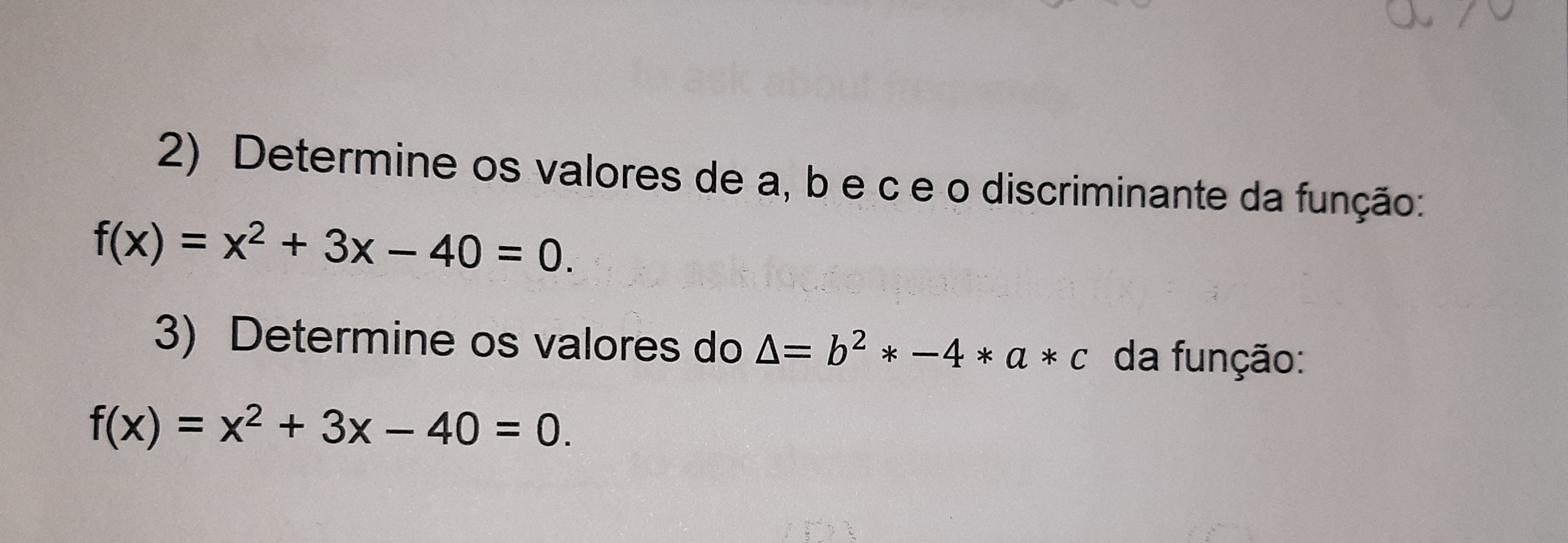 Determine Os Valores De Abe C E O Discriminante Da Função Matemática 1045