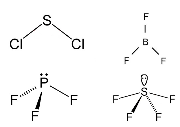 As moleculas de SL2 E PF3 tem momentos de dipolo maiores que zero mas